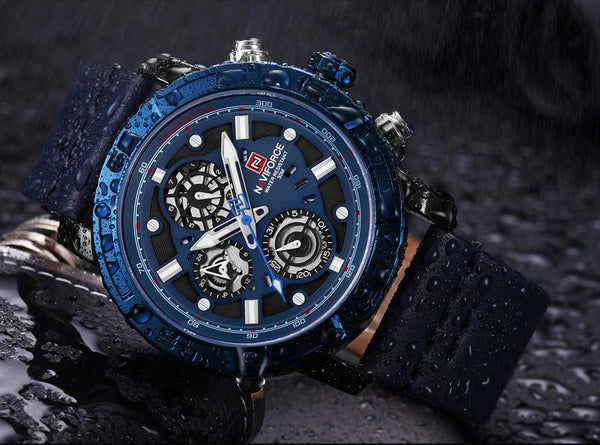 Men's Formal Naviforce Watch with Calendar  - Blue