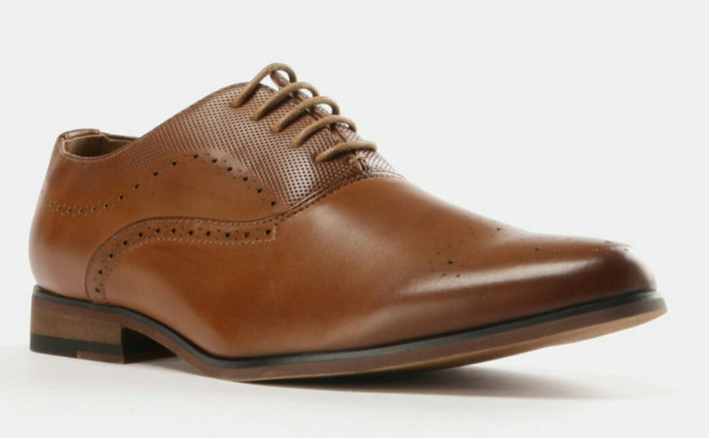 Formal Lasered Lace Up Shoes Tan