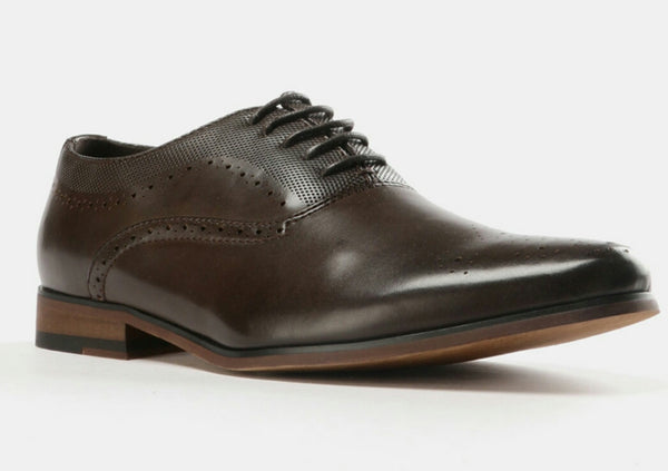 Formal Lasered Lace Up Shoes - Brown