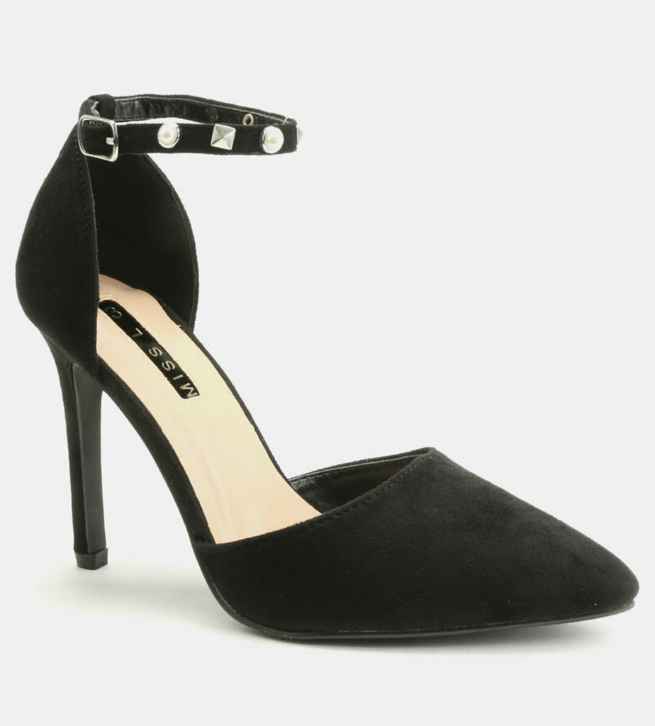 Legit Heels With Pearled Ankle-Strap and Pointed