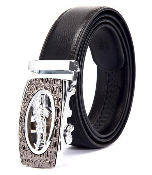 Genuine Leather Automatic Buckle Formal Belt - Silver Bronze - Style 2