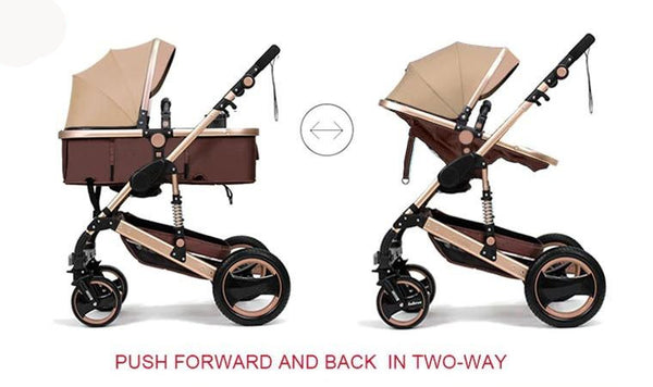 Baby Pram Stroller - 2 Positions Foldable Baby Pram -Khaki