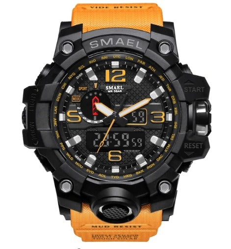 Smael Multifunctional Digital Analog Shock Resistant Sports Watch - Yellow