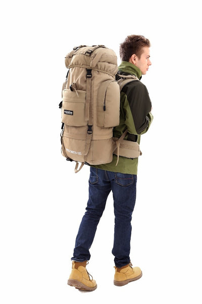 85L Outdoor Waterproof Rucksack, Trekking & Hiking Backpack - Khaki