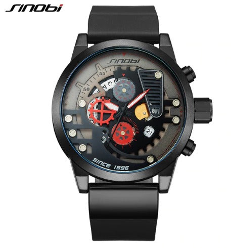 Men's Sinobi 9787 Gear Dial Chronograph Sports Watch - Red