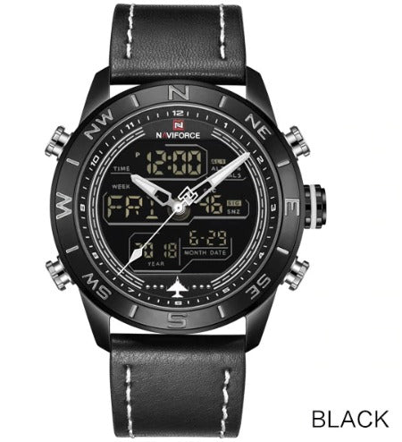 Men's Dual Display Naviforce Watch - Black