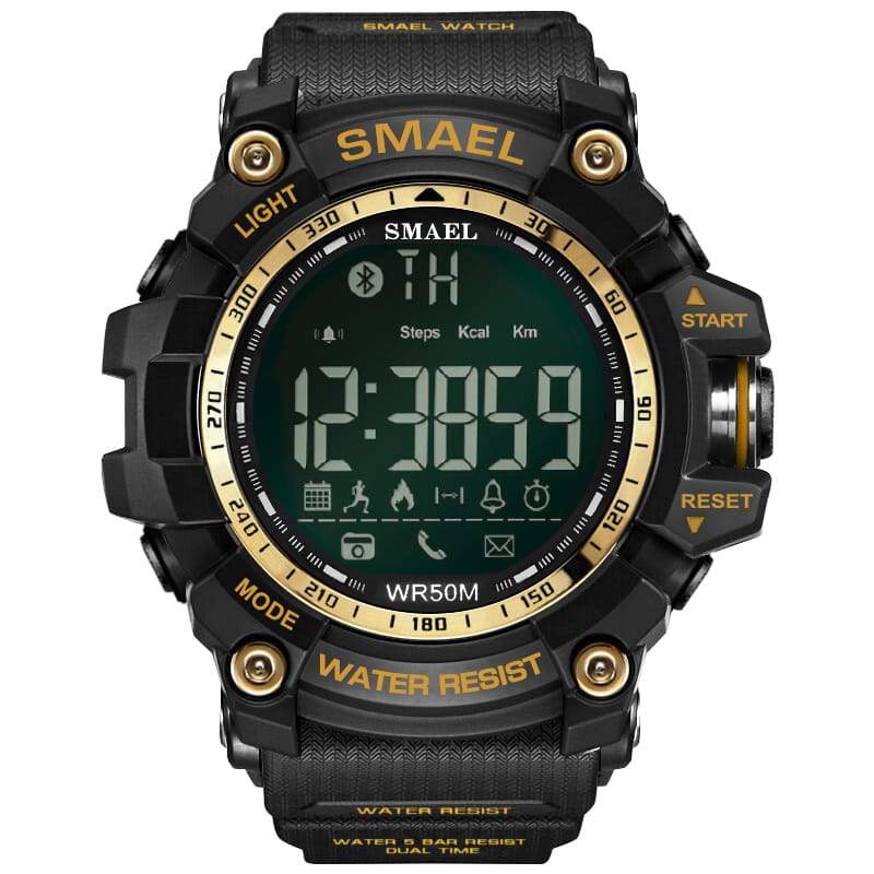 Smael Multifunctiona Bluetooth Watch - Black and Gold