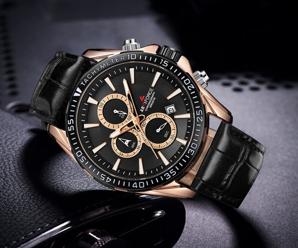 Men's Armiforce Luxury Genuine Leather Watch (8001) - Black