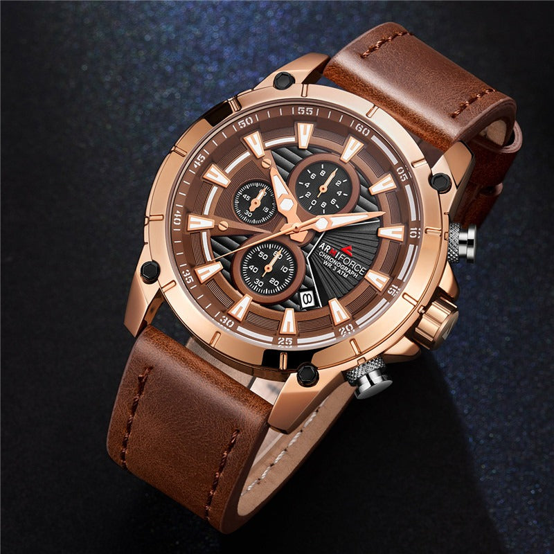 Men's Armiforce Luxury Genuine Leather Watch (8007) - Brown