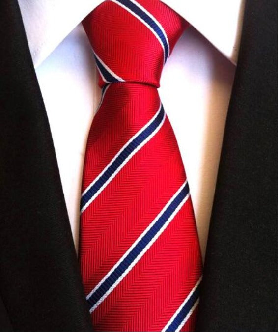 Men's Neck Ties - Striped Red NT010