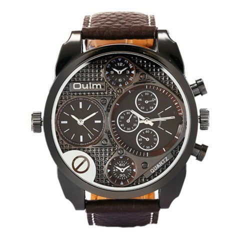 Men's Oulm Dual Dial WristWatch  9163- brown