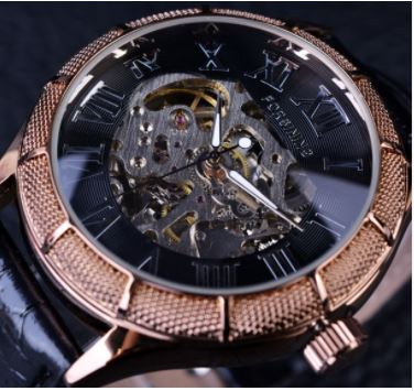 Automatic Skeleton Mechanical Watches -  Black Golden