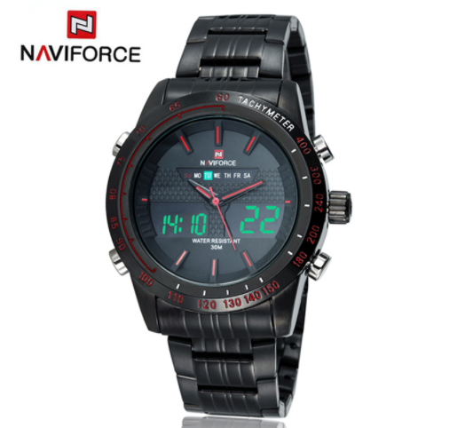 Men's Naviforce Stainless Steel Dual Display Watch - 5 Styles