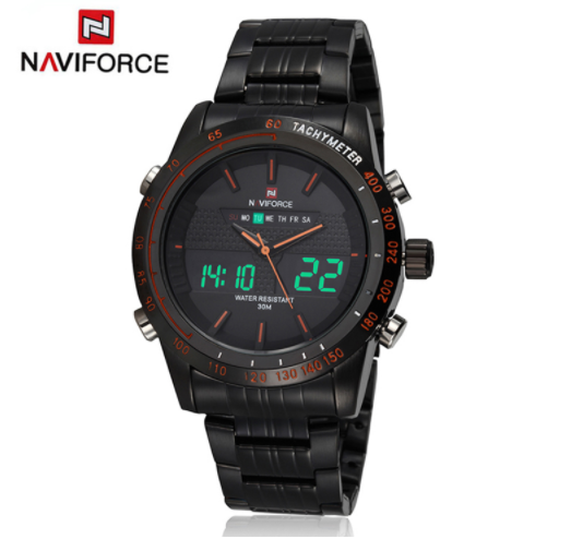Men's Naviforce Stainless Steel Dual Display Watch - 5 Styles