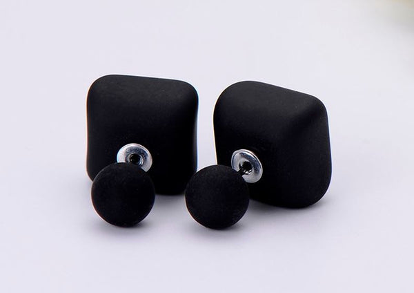 Square Ball Double Pearl Earrings