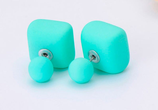 Square Ball Double Pearl Earrings