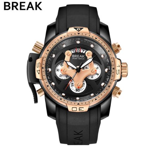 Men's Break Chronograph Watch Model 5601  - Black Rose Gold