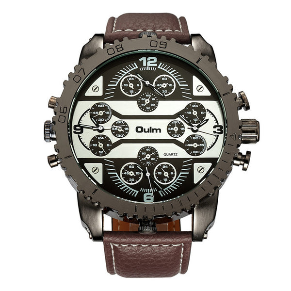 Men's Military Watch - 4 Time Zones - Brown