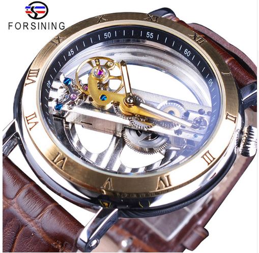 Automatic Skeleton Mechanical Watches - Minimalism - Brown Gold