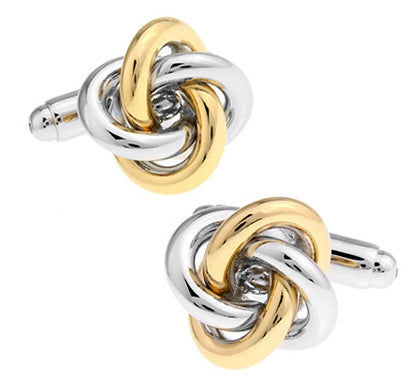 Gold and Silver Knot Cuff Links