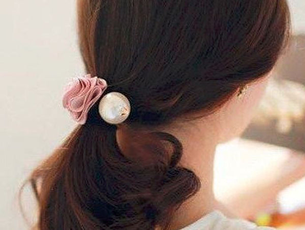 Rose and Pearl Hair Tie