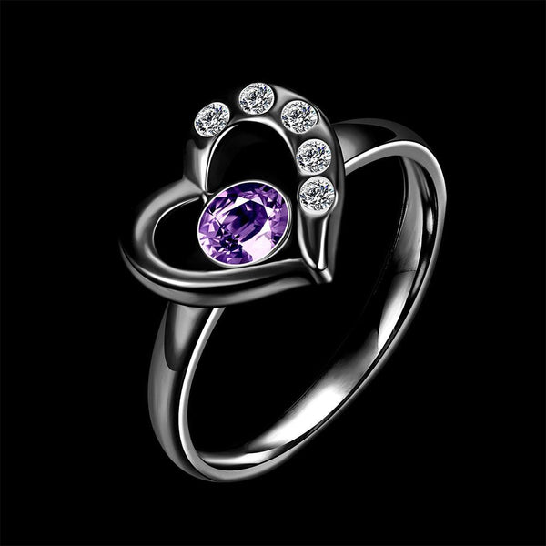 Purple Stone Heart Ring
