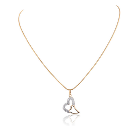 Double Heart 18k Gold and Platinum Plated Chain