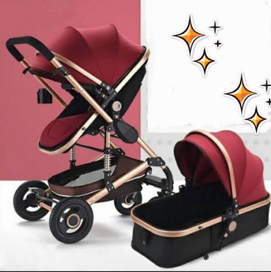 Baby Pram Stroller - 2 Positions Foldable Baby Pram -Maroon