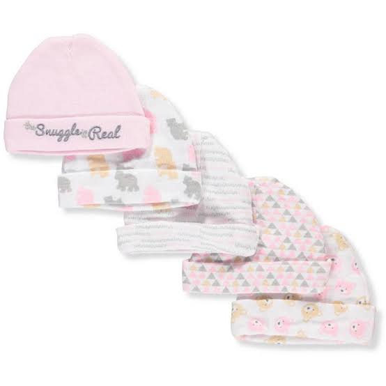 100% COTTON 5PC HAT SETS 'THE SNUGGLE IS REAL'-PINK