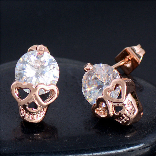Gold Plated Skull Stud Earrings