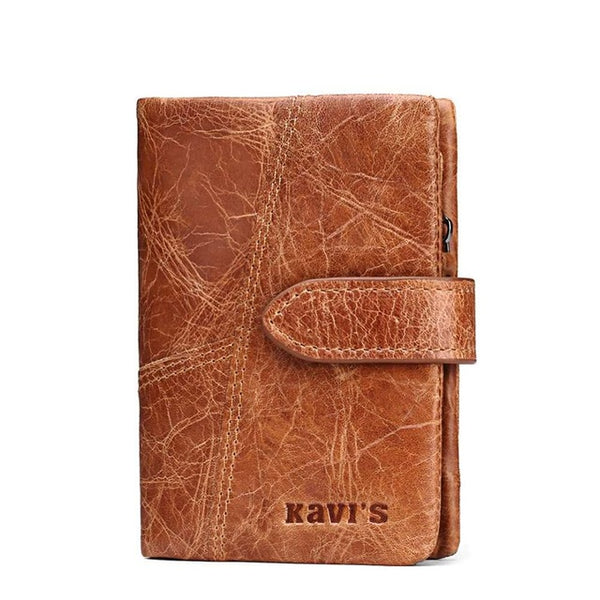 Men's Genuine Leather Vintage Wallet - Brown Vertical