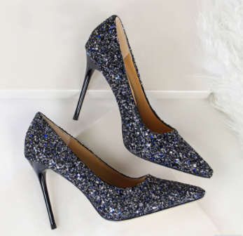 Ladies Glitter Heels - Black