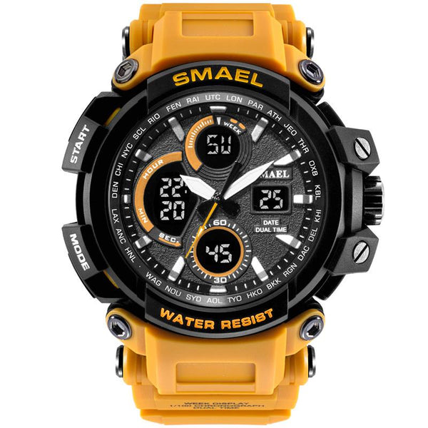 Smael Multifunctional Digital Analog Shock Resistant Chronograph Sports Watch - Yellow