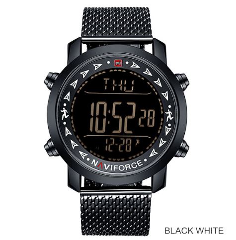 Men's Dual Display Pedometer Naviforce Watch - Black