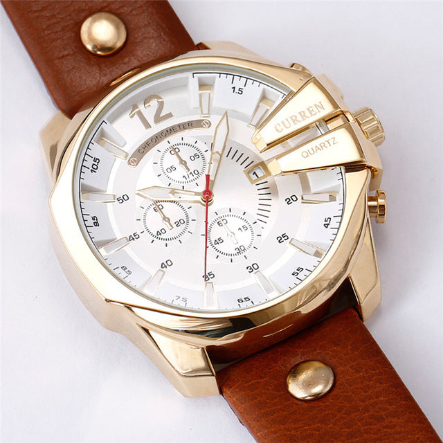 Men's Business Casual Curren Watches - Gold White
