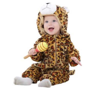 Leopard Baby Flannel Cartoon Animal Jumpsuits Rompers (4-12 months)