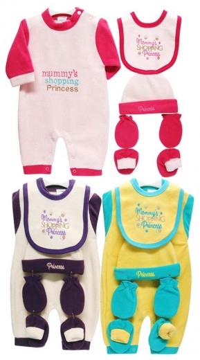 5PC POLAR FLEECE GROWER SETS MOMMY'S SHOPPING PRINCESS - TURQUOISE