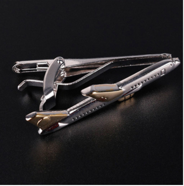 Airplane Tie Clips - Silver Gold