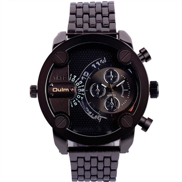 Men's QULM Dual Dial Stainless Steel Watch