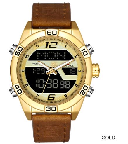 Men's Dual Display Naviforce Watch - Gold